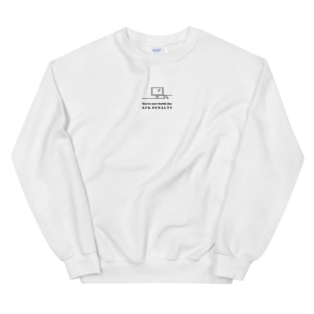 AFK Penalty | Embroidered Unisex Sweatshirt | FPS/TPS Threads and Thistles Inventory White S 
