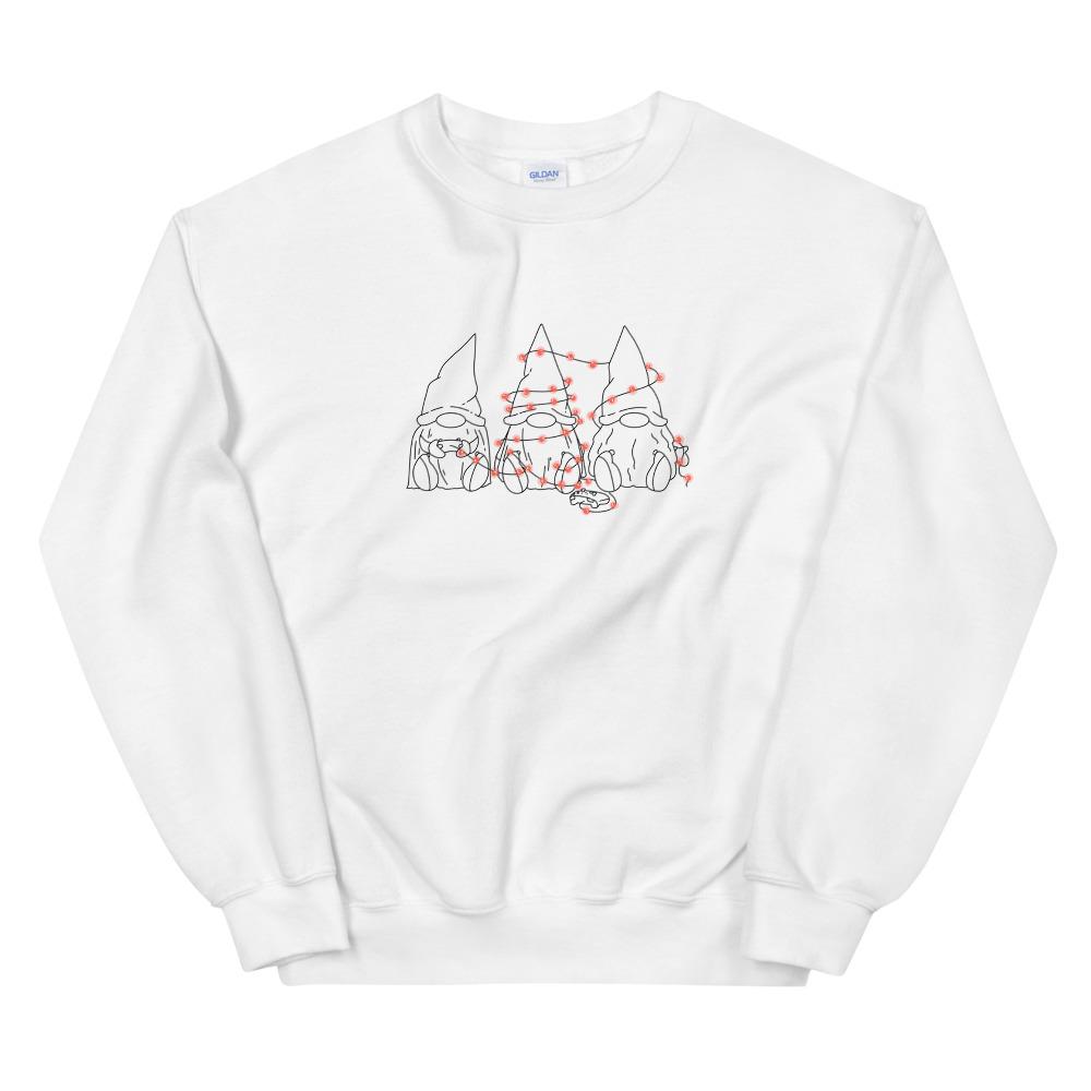 Gamer Gnome Christmas | Seasonal Unisex Sweatshirt Threads and Thistles Inventory White S 