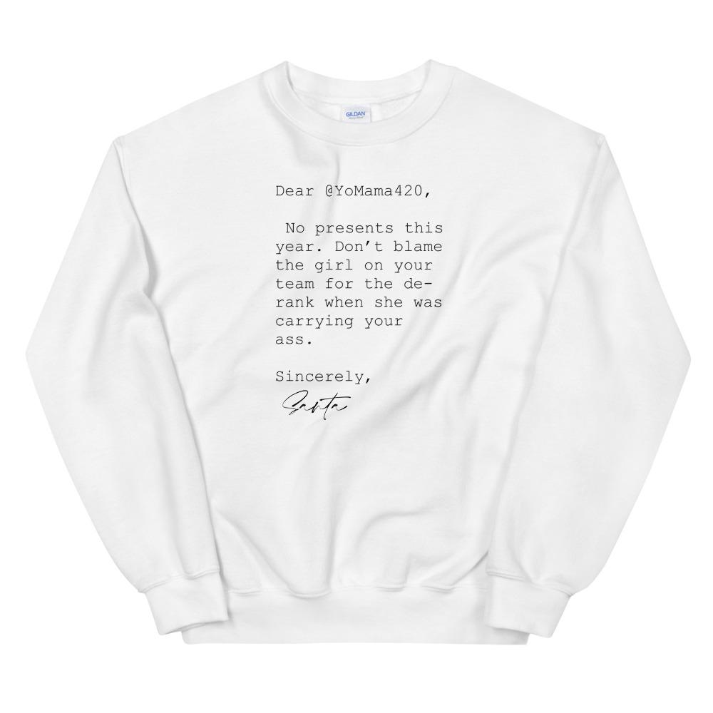 Sincerely Santa | Unisex Sweatshirt Threads and Thistles Inventory White S 