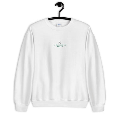 Happy | Embroidered Unisex Sweatshirt | Animal Crossing Threads and Thistles Inventory 