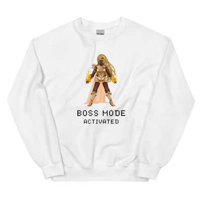 Boss Mode | Unisex Sweatshirt | Feminist Gamer Threads and Thistles Inventory White S 