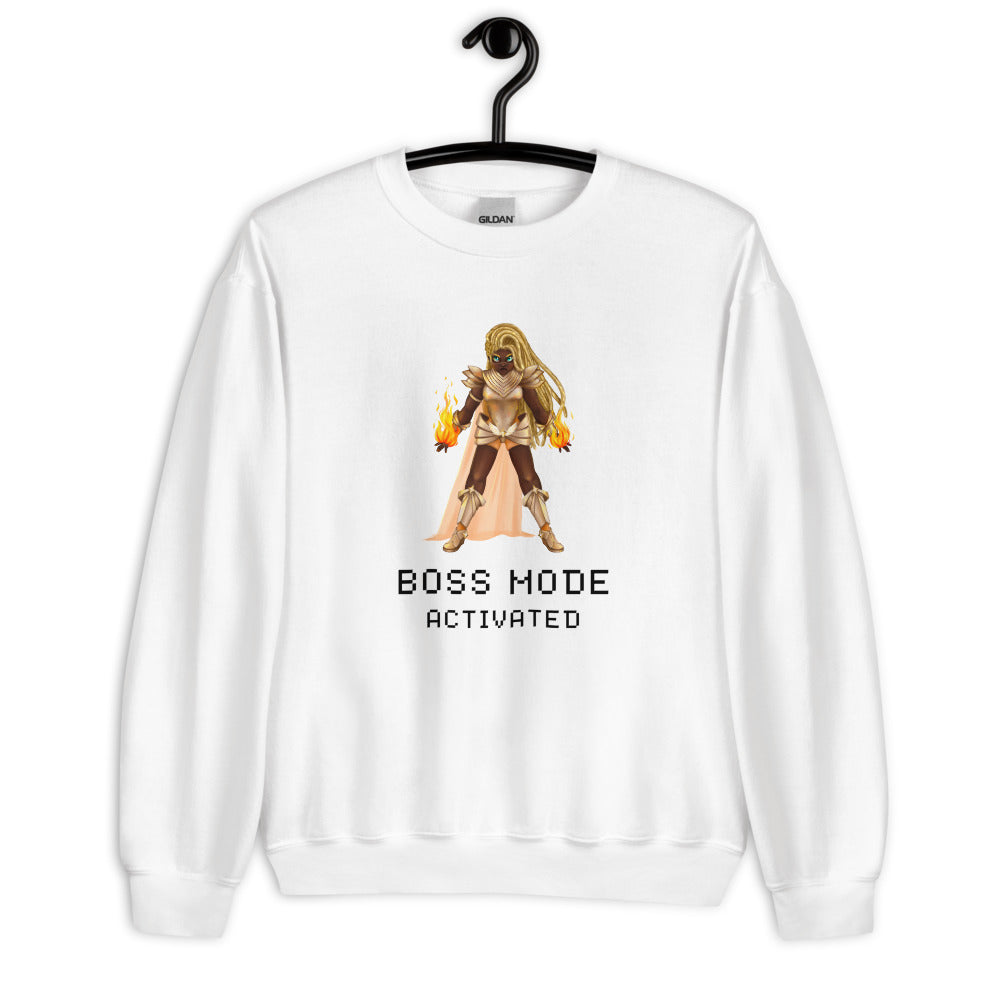 Boss Mode | Unisex Sweatshirt | Feminist Gamer Threads and Thistles Inventory 