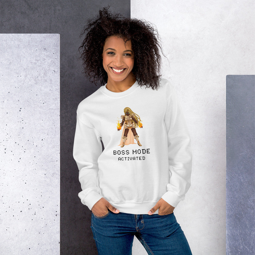 Boss Mode | Unisex Sweatshirt | Feminist Gamer Threads and Thistles Inventory 