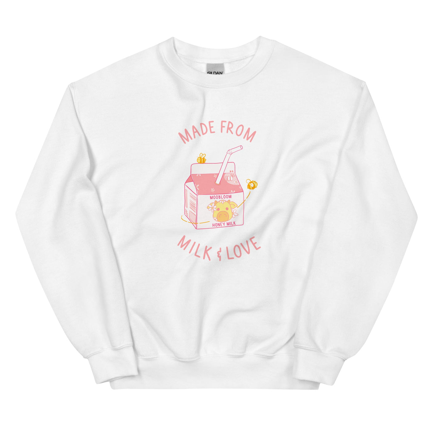 Milk and Love | Unisex Sweatshirt | Minecraft Threads and Thistles Inventory White S 
