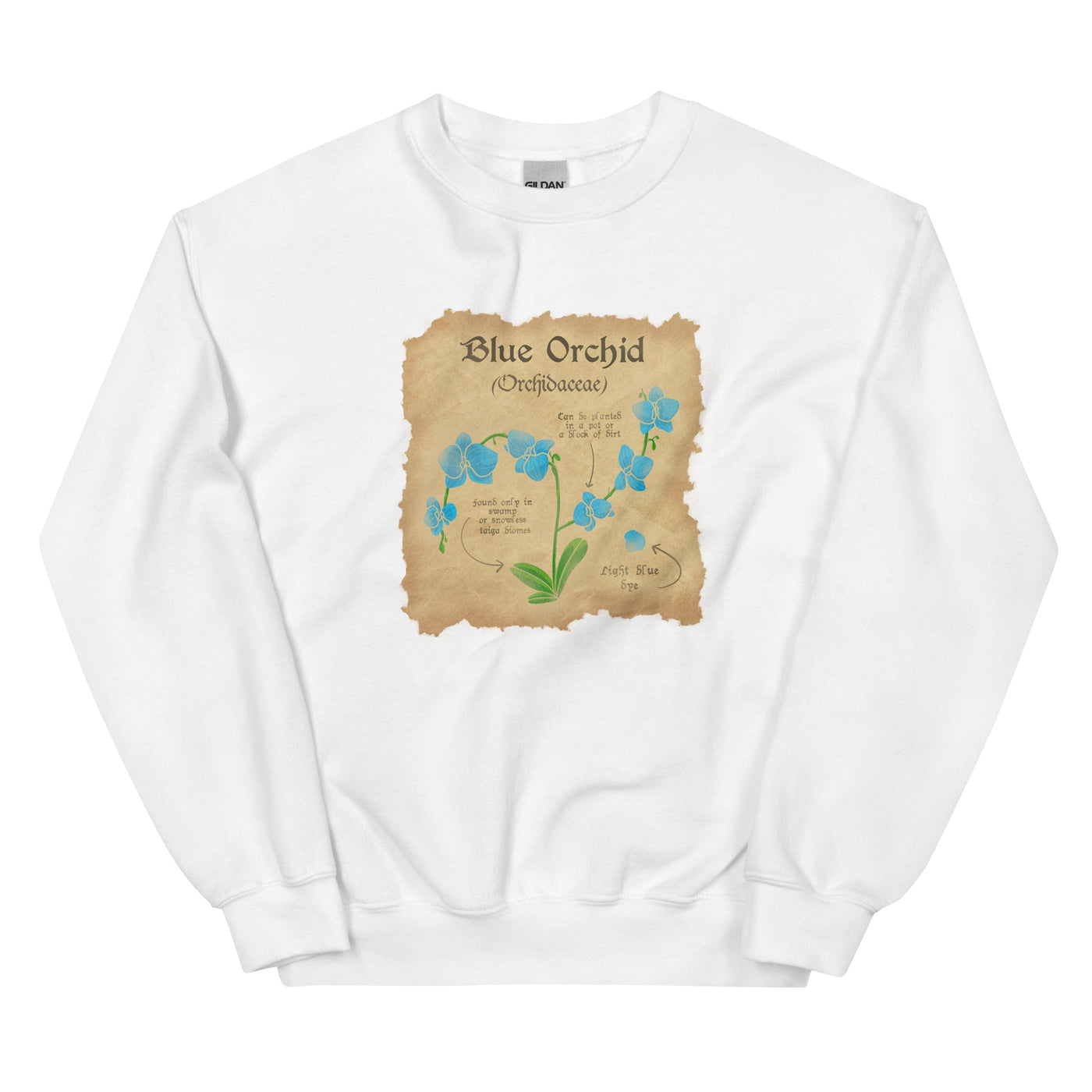 Blue Orchid | Unisex Sweatshirt | Minecraft Threads and Thistles Inventory White S 