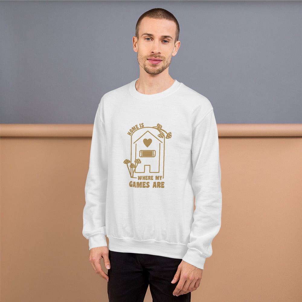 Where my Games Are | Unisex Sweatshirt | Cozy Gamer Threads and Thistles Inventory 