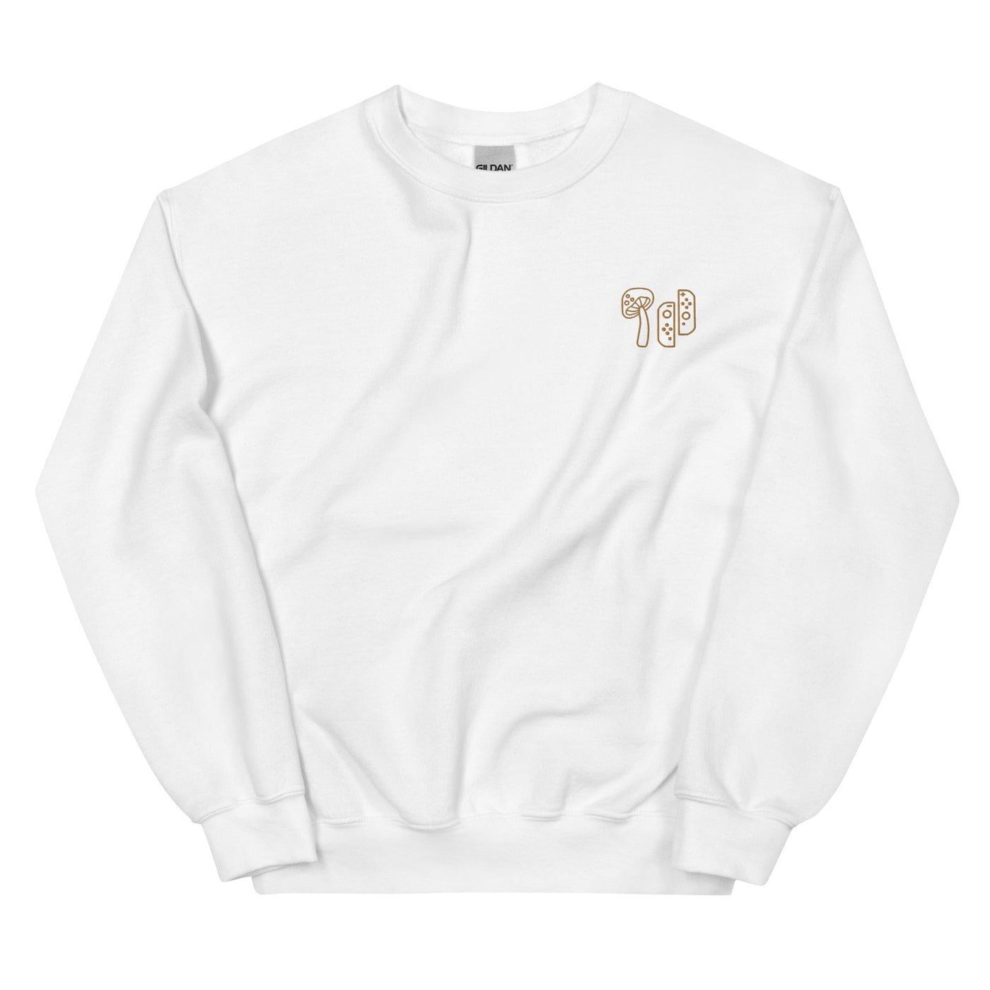 Mushroom & Switch | Embroidered Unisex Sweatshirt | Cozy Gamer Threads and Thistles Inventory White S 
