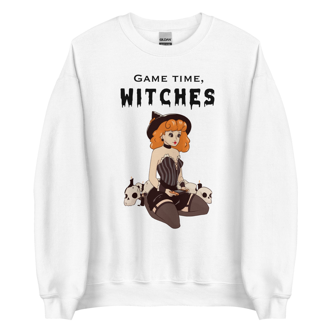 Game Time, Witches | Fall Unisex Sweatshirt Threads & Thistles Inventory White S 