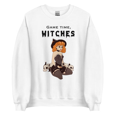 Game Time, Witches | Fall Unisex Sweatshirt Threads & Thistles Inventory White S 