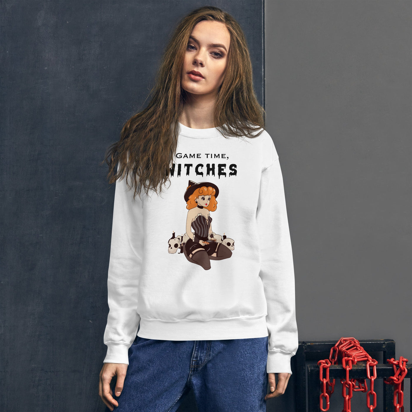 Game Time, Witches | Fall Unisex Sweatshirt Threads & Thistles Inventory 