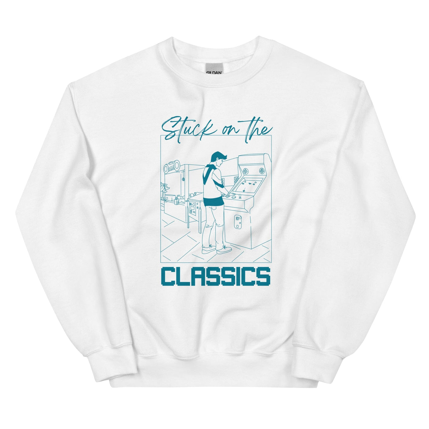 Stuck on the Classics | Unisex Sweatshirt | Retro Gaming Threads & Thistles Inventory White S 