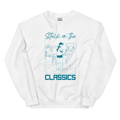 Stuck on the Classics | Unisex Sweatshirt | Retro Gaming Threads & Thistles Inventory White S 