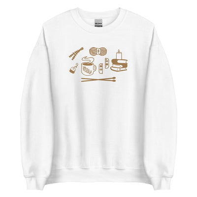 Cozy Hobbies | Embroidered Unisex Sweatshirt | Cozy Gamer Threads & Thistles Inventory White S 