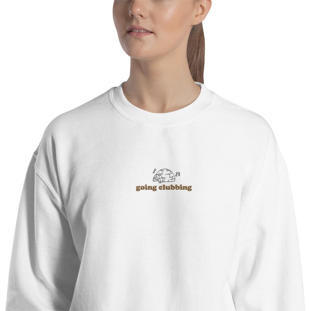 Threads and Thistles Inventory Igloo Going Clubbing Embroidered Unisex Sweatshirt Club Penguin White 3XL