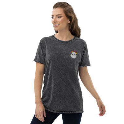 Squeakoid | Embroidered Denim T-Shirt | Animal Crossing Threads and Thistles Inventory 