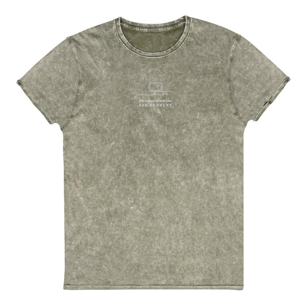 AFK Penalty | Embroidered Denim T-Shirt | FPS/TPS Threads and Thistles Inventory Dark Army Green S 