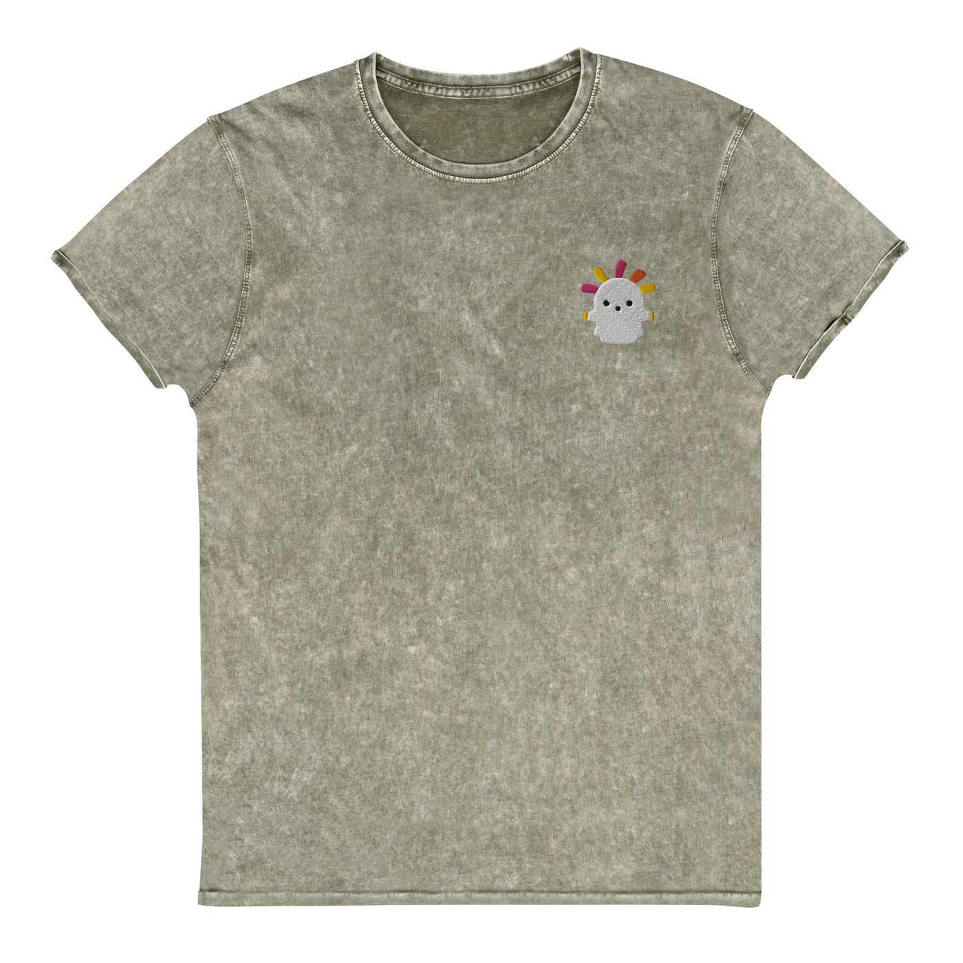 Squeakoid | Embroidered Denim T-Shirt | Animal Crossing Threads and Thistles Inventory Dark Army Green S 