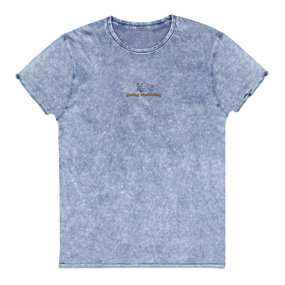 Igloo Going Clubbing | Embroidered Denim T-Shirt | Club Penguin Threads and Thistles Inventory Denim Blue S 