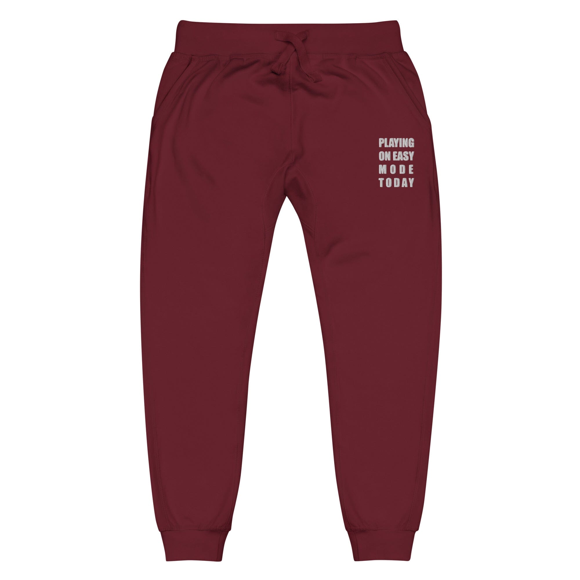 Playing on Easy Mode Today | Unisex fleece sweatpants | Gamer Affirmations Threads & Thistles Inventory Maroon XS 