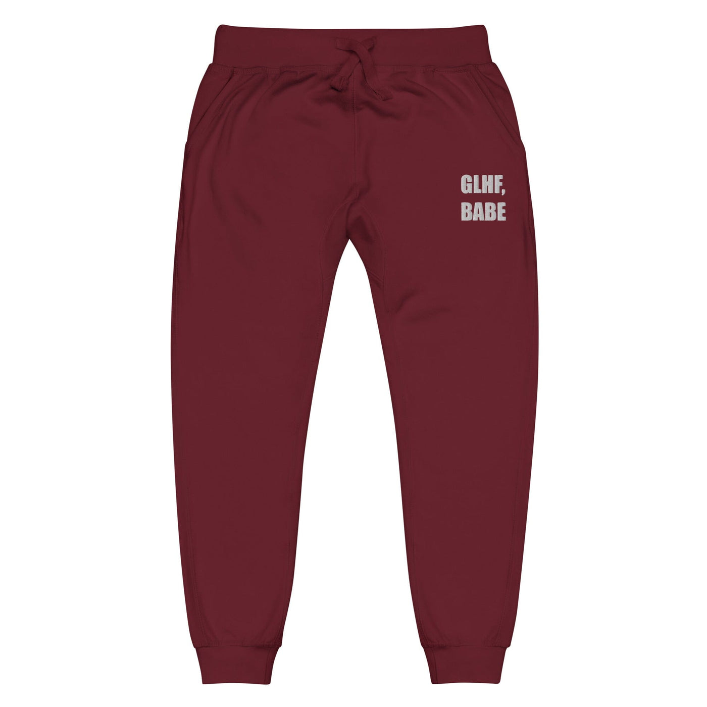 GLHF, Babe | Unisex fleece sweatpants | Gamer Affirmations Threads & Thistles Inventory Maroon XS 