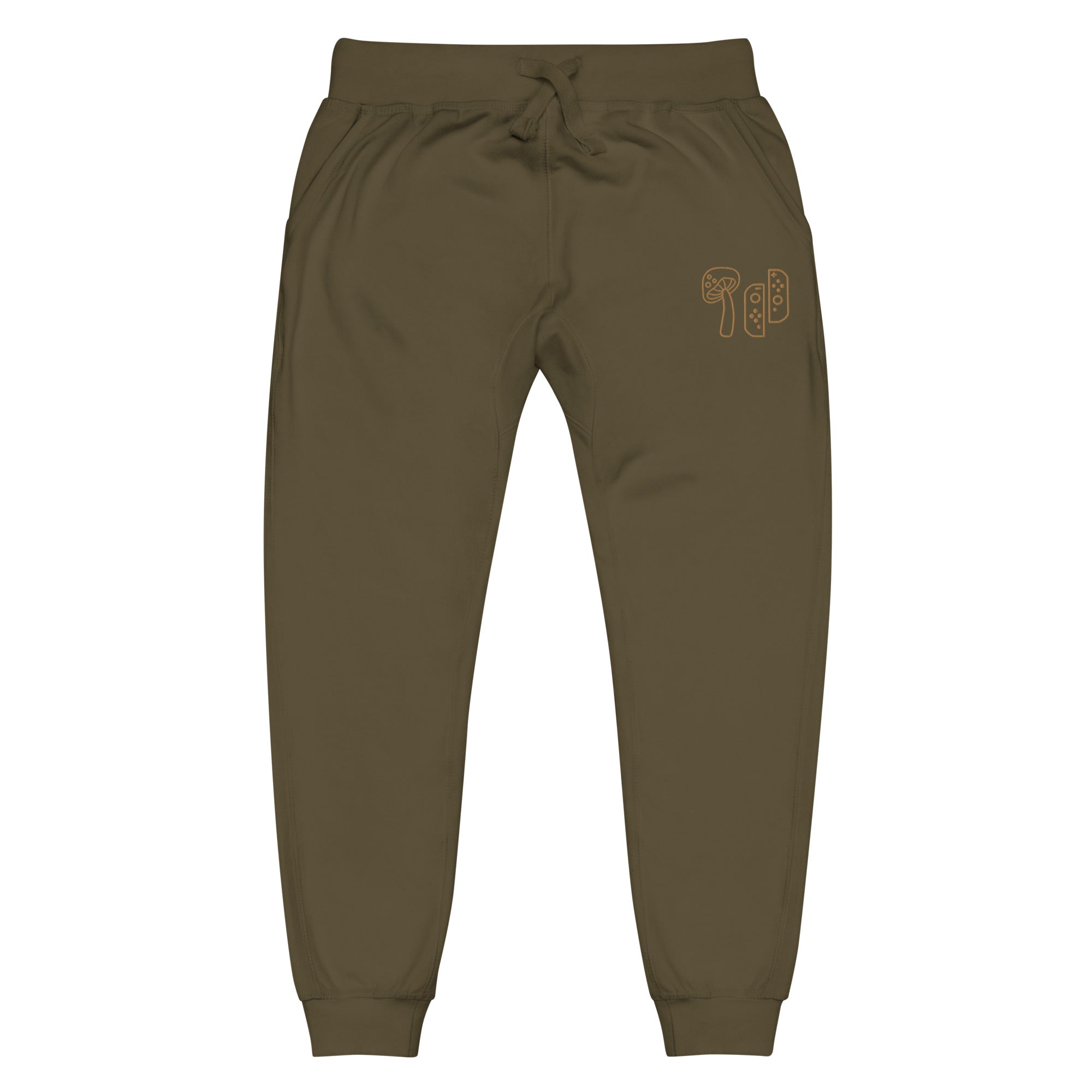 Mushroom & Switch | Unisex fleece sweatpants | Cozy Gamer Threads and Thistles Inventory Military Green XS 