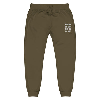 Playing on Easy Mode Today | Unisex fleece sweatpants | Gamer Affirmations Threads & Thistles Inventory Military Green XS 