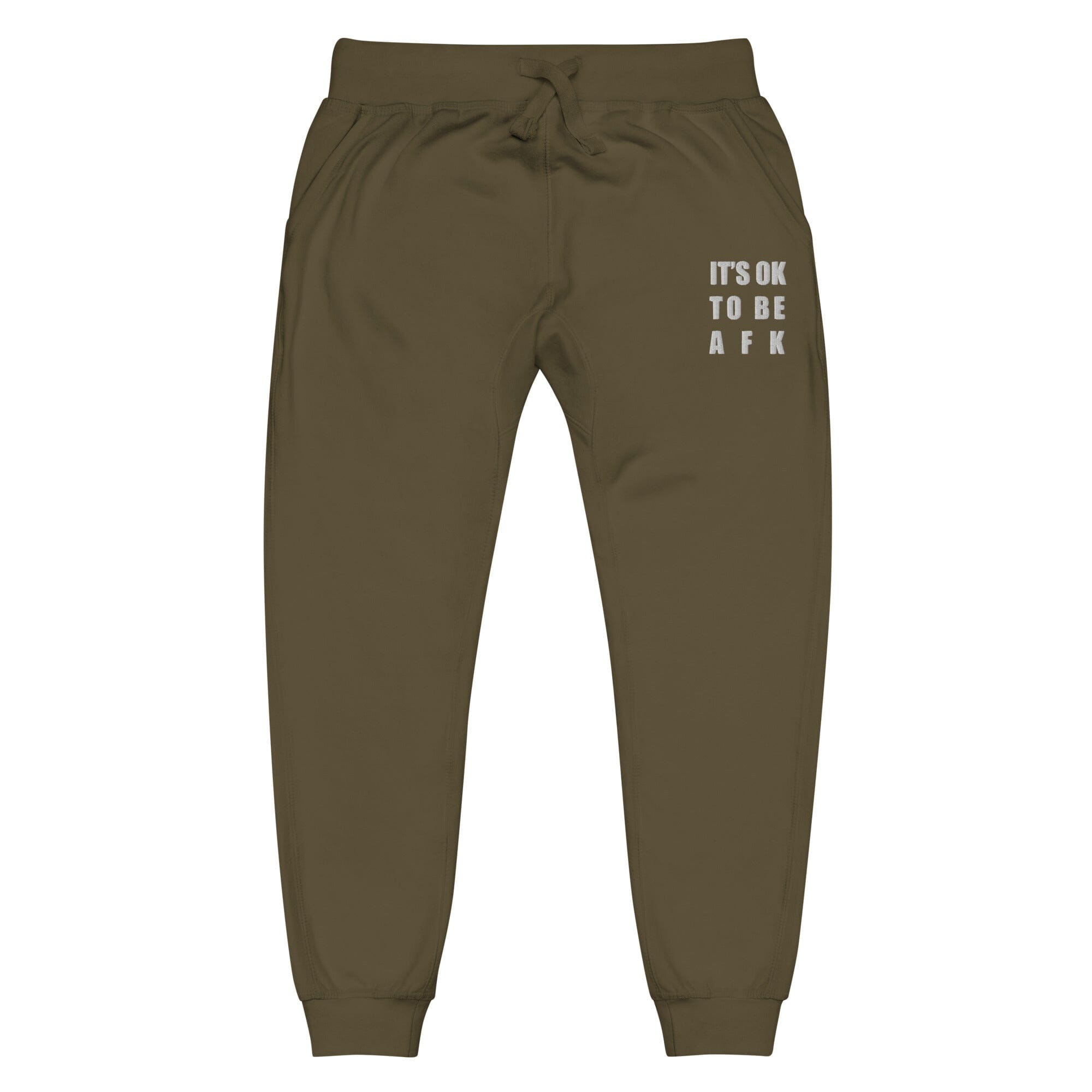 It's Ok to be AFK | Unisex fleece sweatpants | Gamer Affirmations Threads & Thistles Inventory Military Green XS 