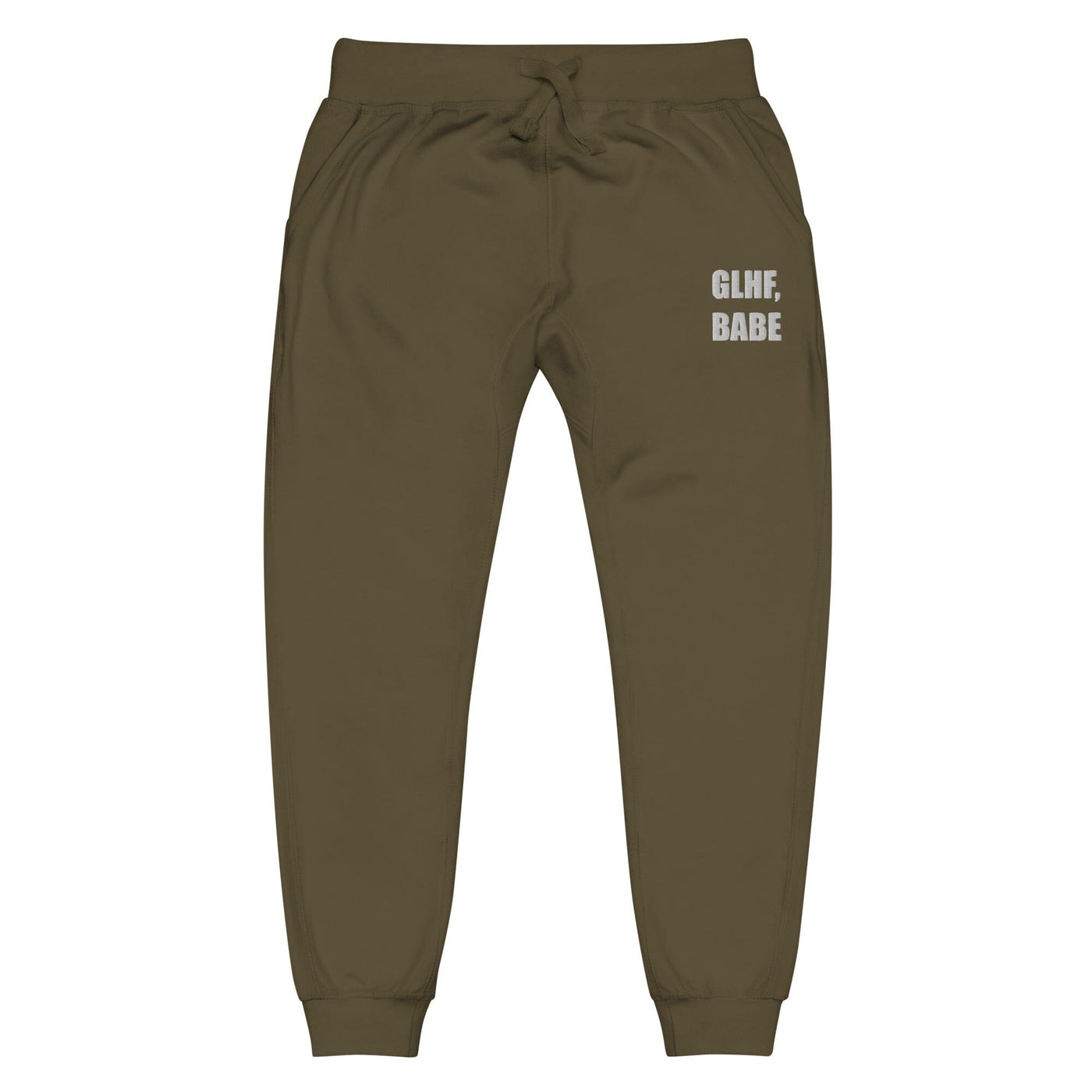 GLHF, Babe | Unisex fleece sweatpants | Gamer Affirmations Threads & Thistles Inventory Military Green XS 