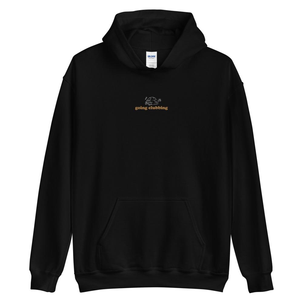 Igloo Going Clubbing | Embroidered Unisex Hoodie | Club penguin Threads and Thistles Inventory Black S 