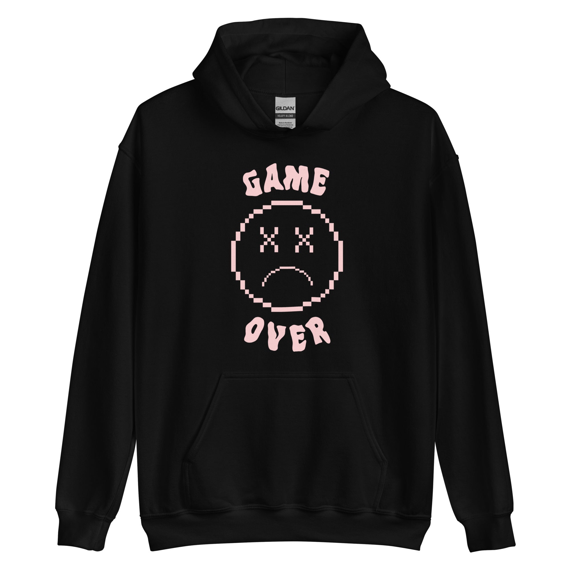 Game Over Smiley | Unisex Hoodie Threads and Thistles Inventory Black S 