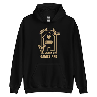 Where my Games Are | Unisex Hoodie | Cozy Gamer Threads and Thistles Inventory Black S 