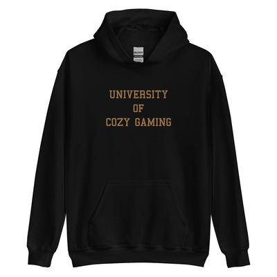 University of Cozy Gaming | Embroidered Unisex Hoodie | Cozy Gamer Threads and Thistles Inventory Black S 