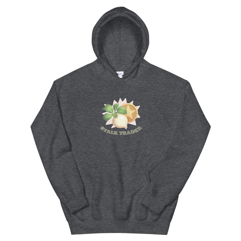 Stalk Trader | Unisex Hoodie | Animal Crossing Threads and Thistles Inventory Dark Heather S 