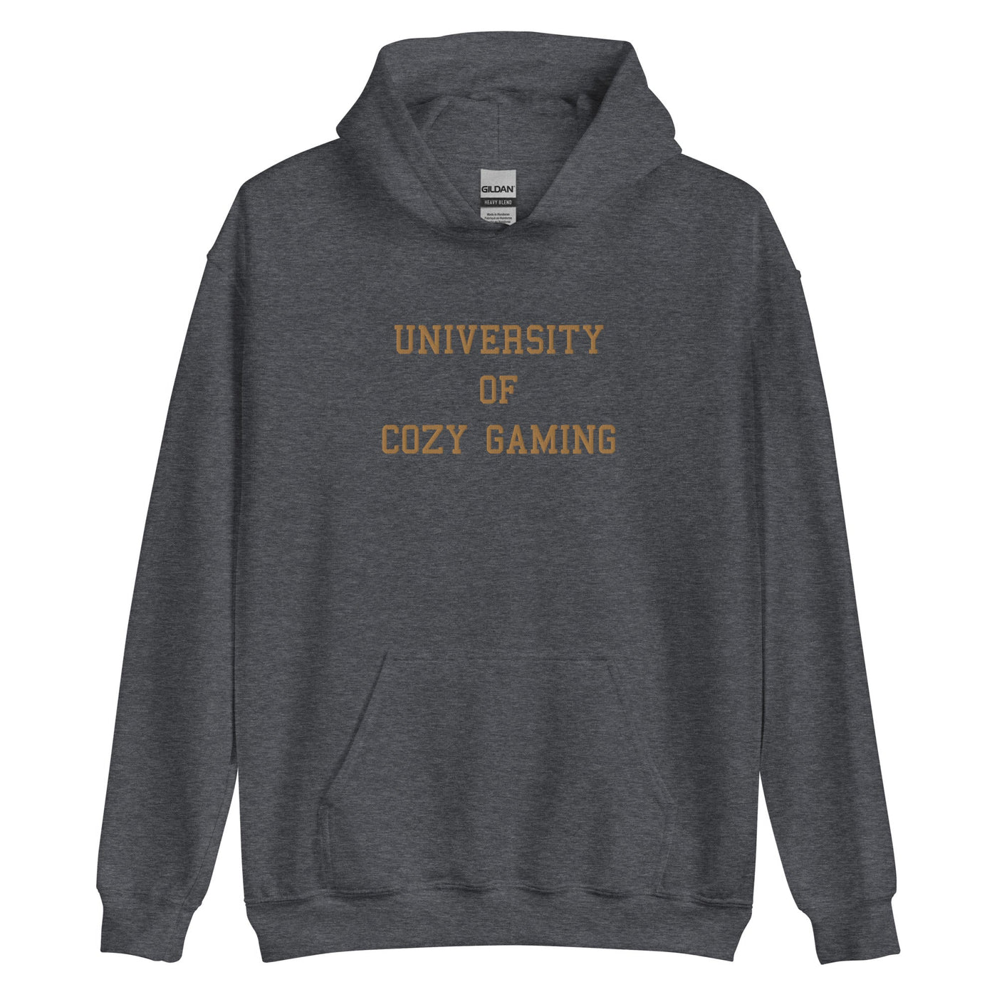 University of Cozy Gaming | Embroidered Unisex Hoodie | Cozy Gamer Threads and Thistles Inventory Dark Heather S 