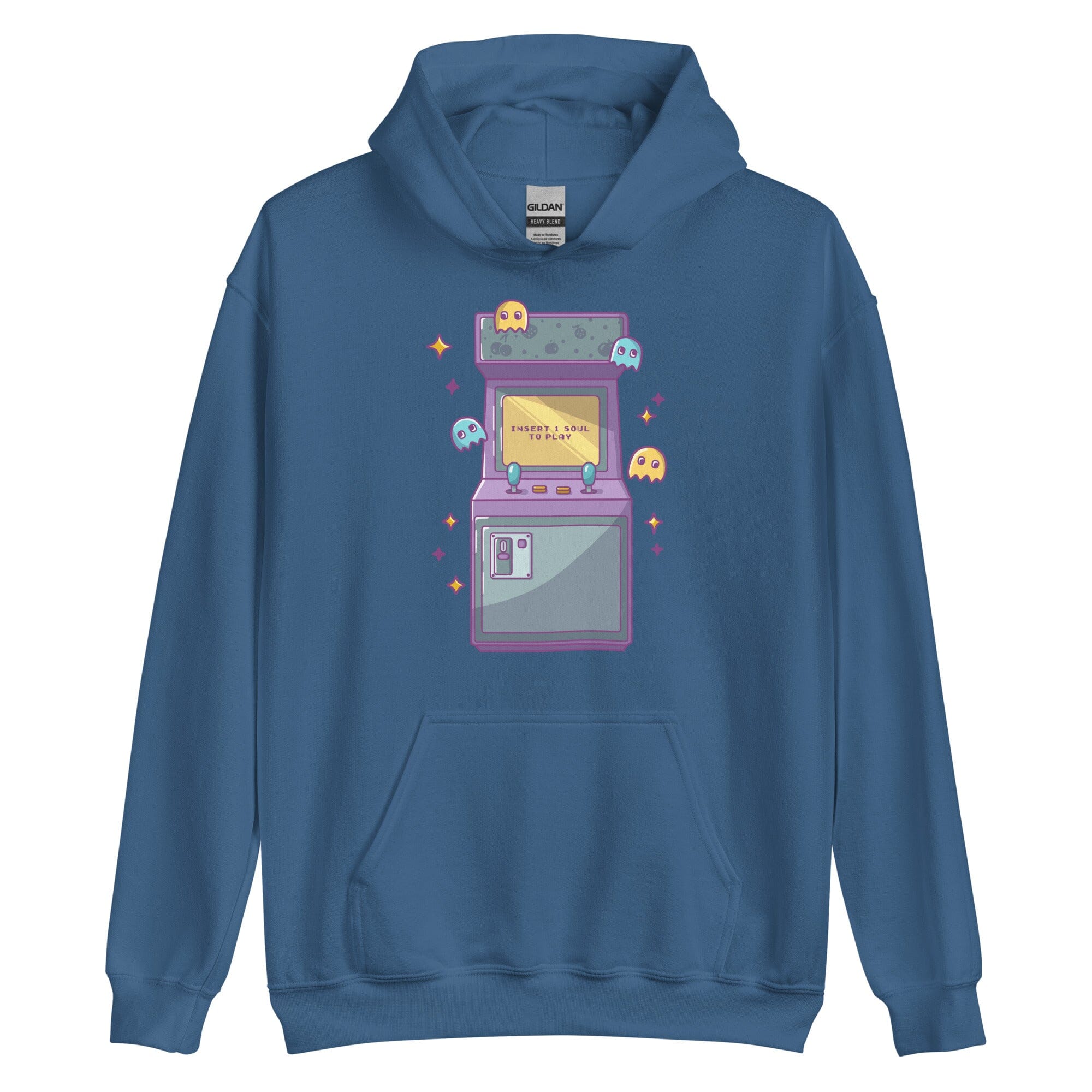 Insert 1 Soul to Play | Unisex Hoodie | Retro Gaming Threads & Thistles Inventory Indigo Blue S 