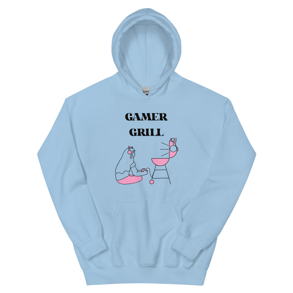 Gamer Grill | Unisex Hoodie | Feminist Gamer Threads and Thistles Inventory Light Blue S 