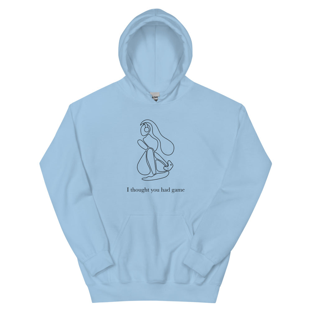I Thought You Had Game | Unisex Hoodie | Feminist Gamer Threads and Thistles Inventory Light Blue S 