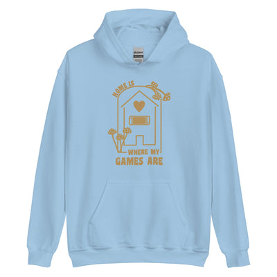 Where my Games Are | Unisex Hoodie | Cozy Gamer Threads and Thistles Inventory Light Blue S 