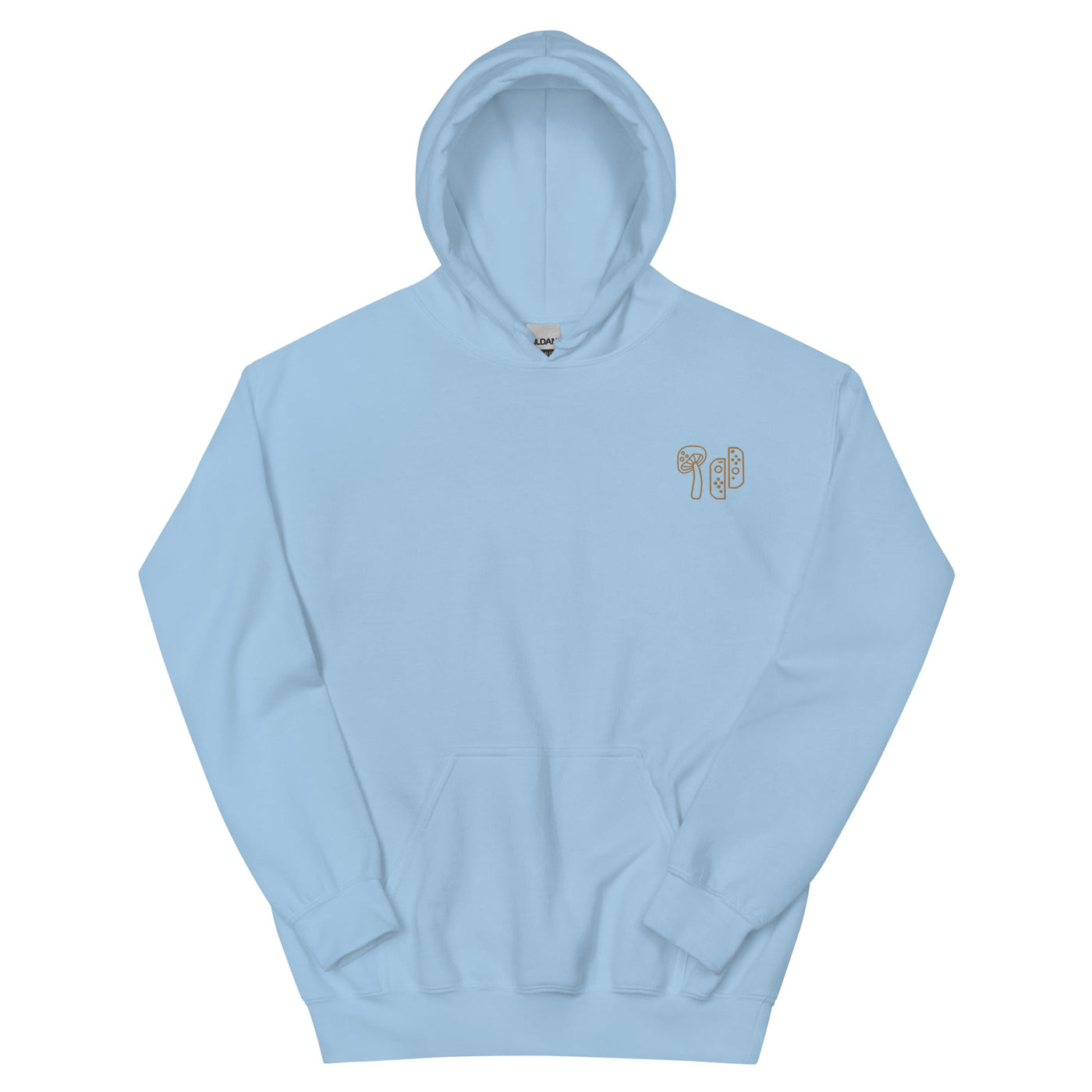Mushroom & Switch | Embroidered Unisex Hoodie | Cozy Gamer Threads and Thistles Inventory Light Blue S 