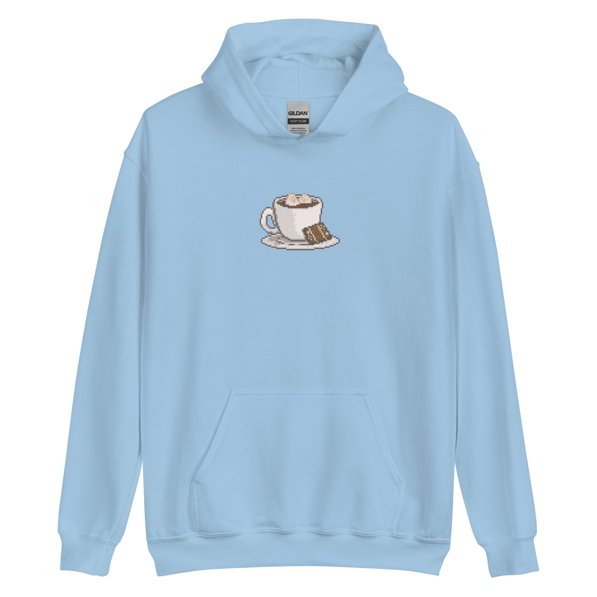 Pixelated Cocoa and Switch | Unisex Hoodie | Cozy Gamer Christmas Hoodie Threads & Thistles Inventory Light Blue S 