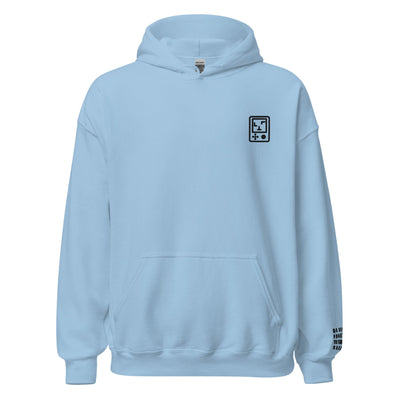 Touch Grass | Embroidered Unisex Hoodie | Gamer Affirmations Threads & Thistles Inventory Light Blue S 