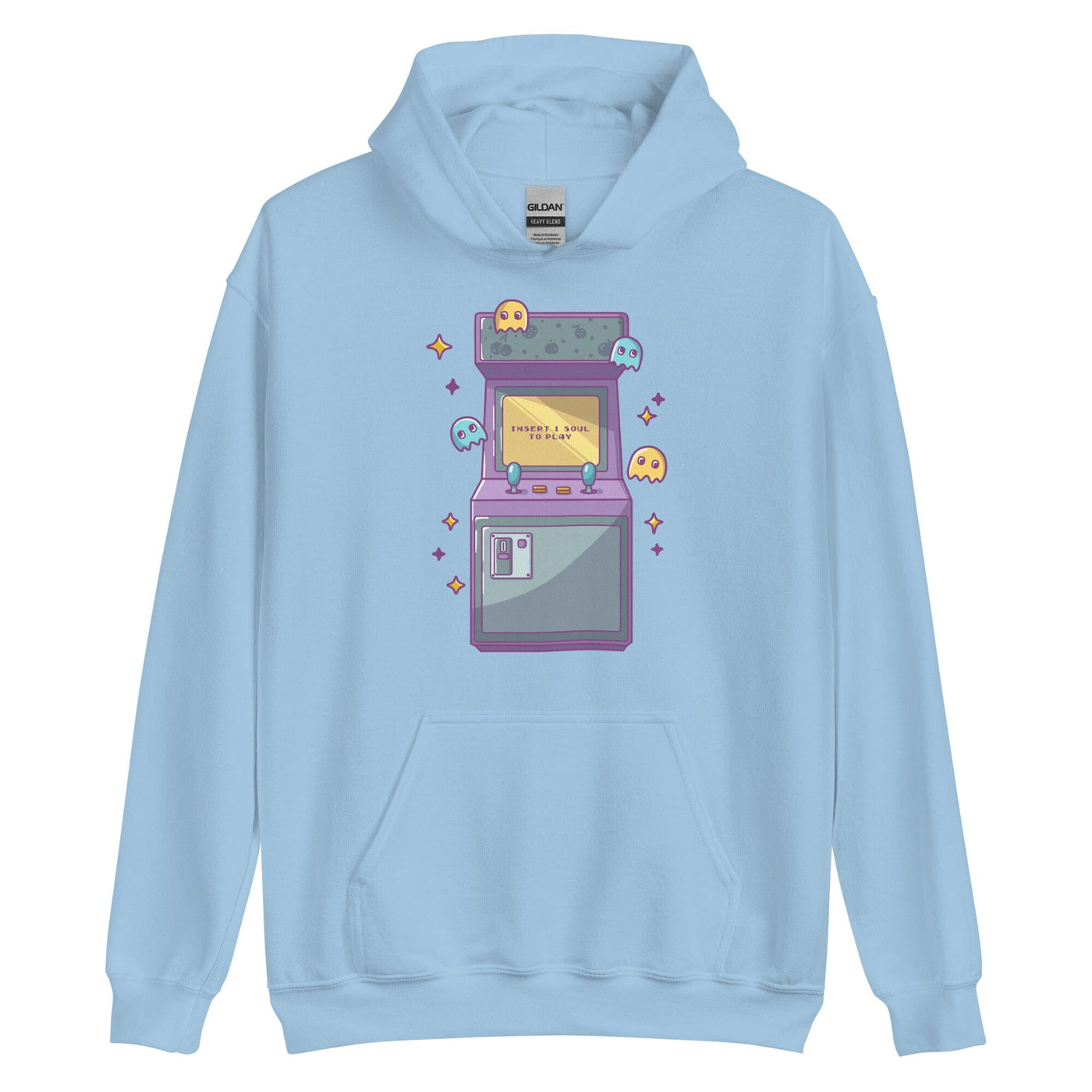 Insert 1 Soul to Play | Unisex Hoodie | Retro Gaming Threads & Thistles Inventory Light Blue S 