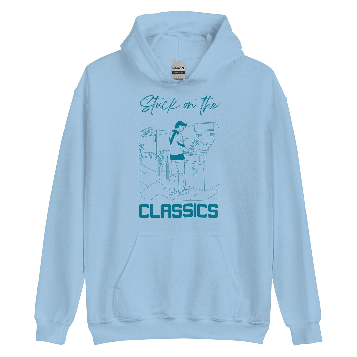 Stuck on the Classics | Unisex Hoodie | Retro Gaming Threads & Thistles Inventory Light Blue S 