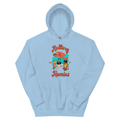 Rolling with the Homies | Unisex Hoodie | Retro Gaming Threads & Thistles Inventory Light Blue S 