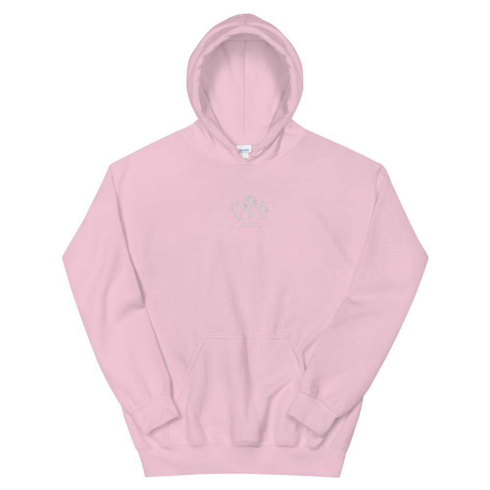 BRB Out of Inventory Space | Embroidered Unisex Hoodie | Animal Crossing Threads and Thistles Inventory Light Pink S 