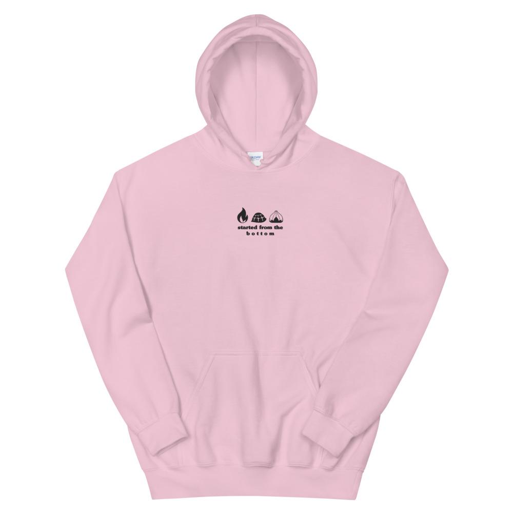 Started from the Bottom | Embroidered Unisex Hoodie | Pokemon Threads and Thistles Inventory Light Pink S 