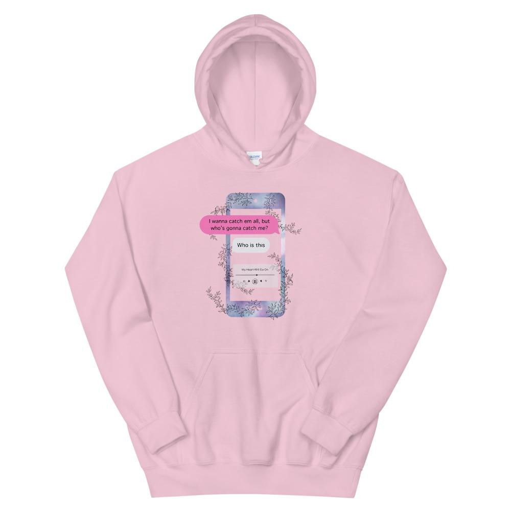 Who's Gonna Catch Me | Unisex Hoodie | Pokemon Threads and Thistles Inventory Light Pink S 
