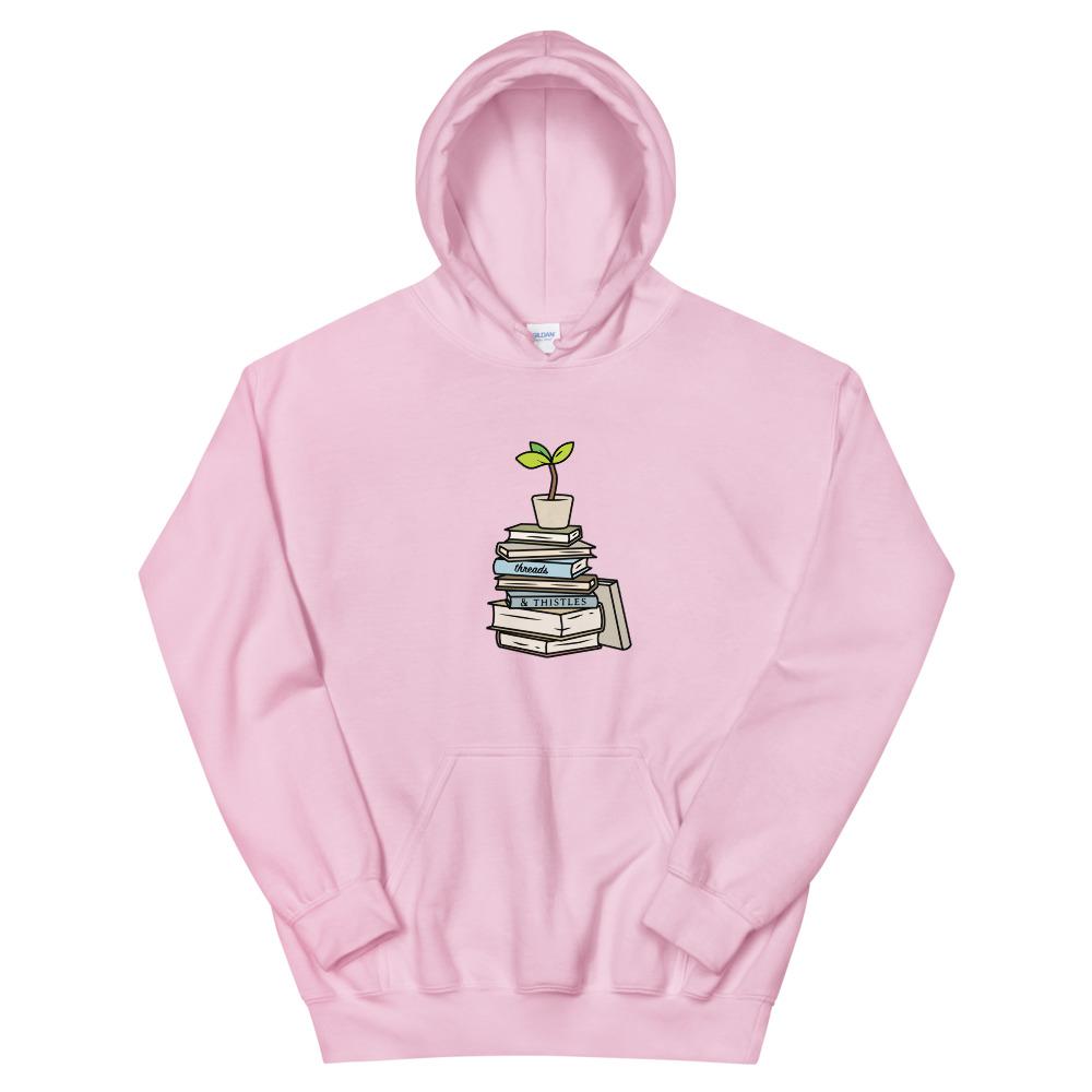 Books & Sapling | Unisex Hoodie | Animal Crossing Threads and Thistles Inventory Light Pink 3XL 