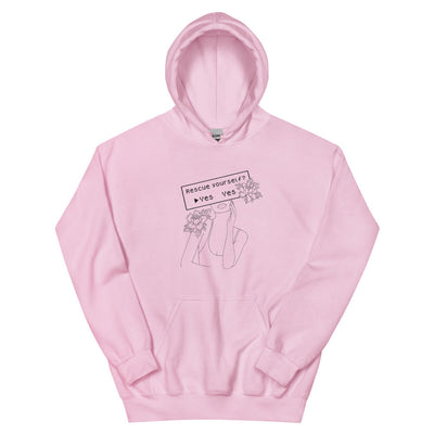 Rescue Yourself? | Unisex Hoodie | Feminist Gamer Threads and Thistles Inventory Light Pink S 