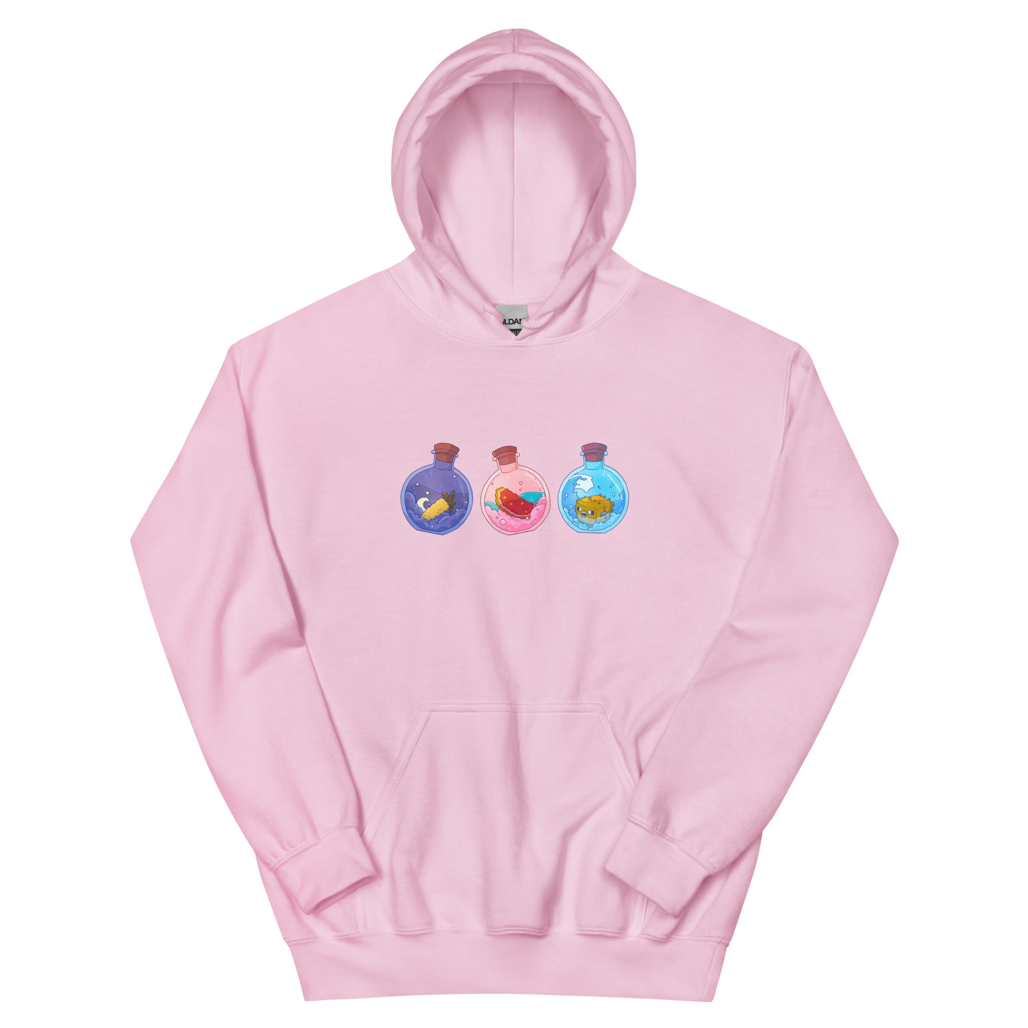 Potion Bottles | Unisex Hoodie | Minecraft Threads and Thistles Inventory Light Pink S 